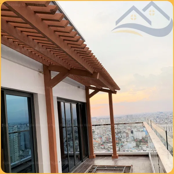 Lam Trụ Pergola Gỗ Nhựa Ngoài Trời Kosmos T120 x 120 Light Wood