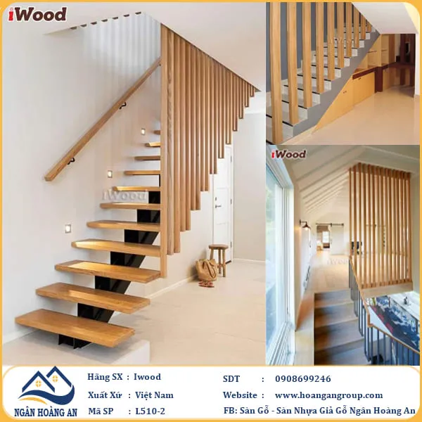 Lam Hộp Gỗ Nhựa Trang Trí Cầu Thang Iwood L510-2