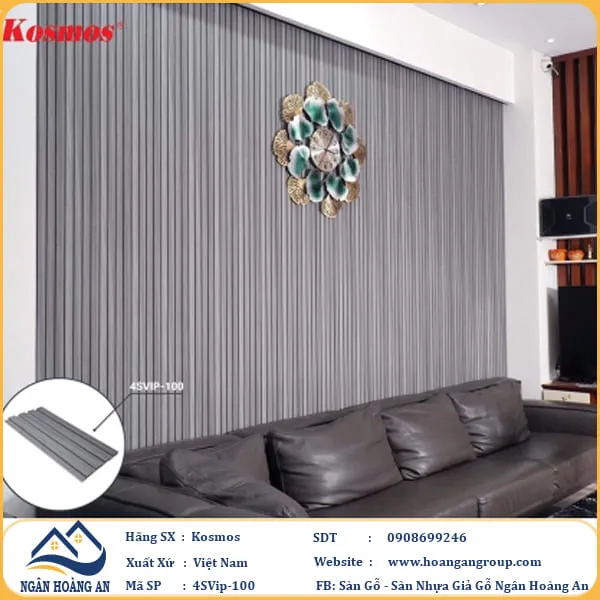 Lam 4 Sóng Nhựa Giả Gỗ Ốp Tường Ốp Trần Kosmos 4SVIP-100
