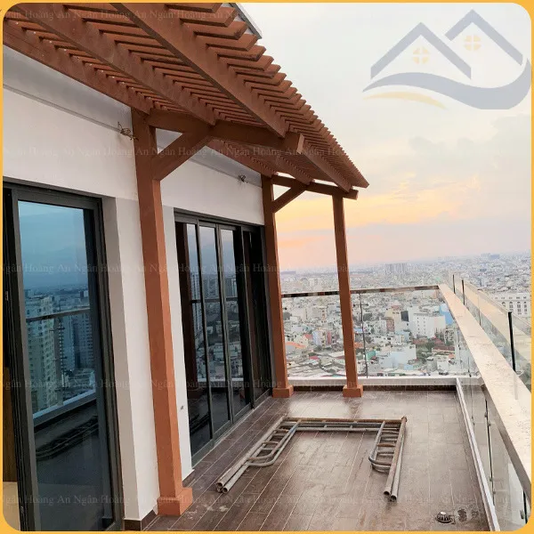 Lam Trụ Pergola Gỗ Nhựa Ngoài Trời Kosmos T120 x 120 Light Wood