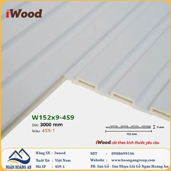 Lam 4 Sóng Nhựa Giả Gỗ Ốp Tường Ốp Trần Iwood 4S9-1