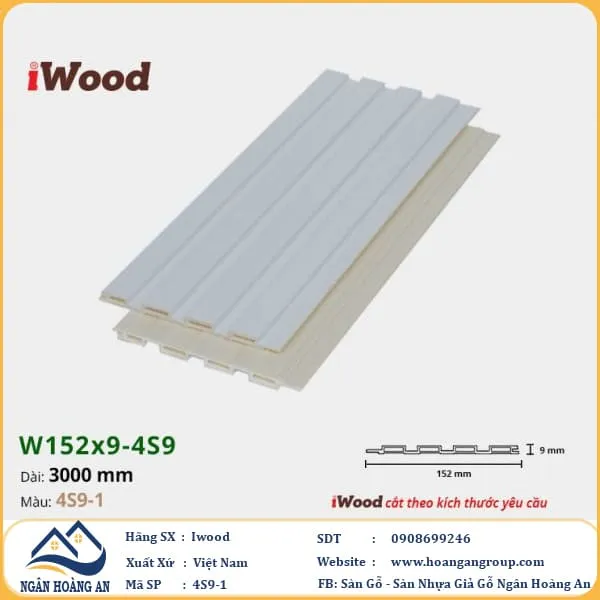 Lam 4 Sóng Nhựa Giả Gỗ Ốp Tường Ốp Trần Iwood 4S9-1