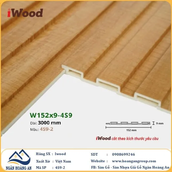 Lam 4 Sóng Nhựa Giả Gỗ Ốp Tường Ốp Trần Iwood 4S9-2
