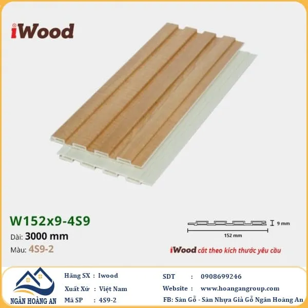 Lam 4 Sóng Nhựa Giả Gỗ Ốp Tường Ốp Trần Iwood 4S9-2