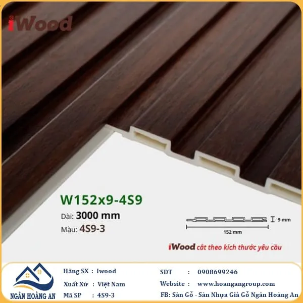 Lam 4 Sóng Nhựa Giả Gỗ Ốp Tường Ốp Trần Iwood 4S9-3