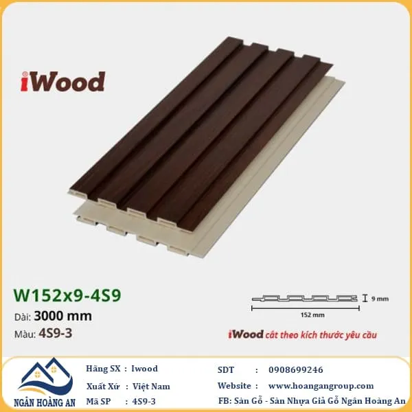 Lam 4 Sóng Nhựa Giả Gỗ Ốp Tường Ốp Trần Iwood 4S9-3
