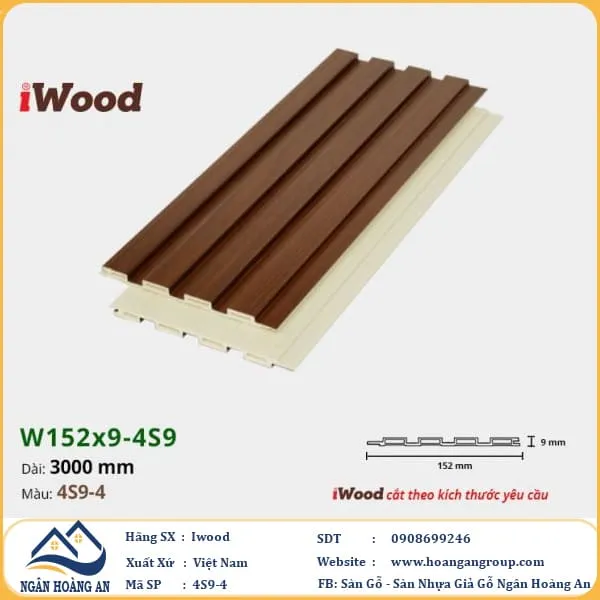 Lam 4 Sóng Nhựa Giả Gỗ Ốp Tường Ốp Trần Iwood 4S9-4