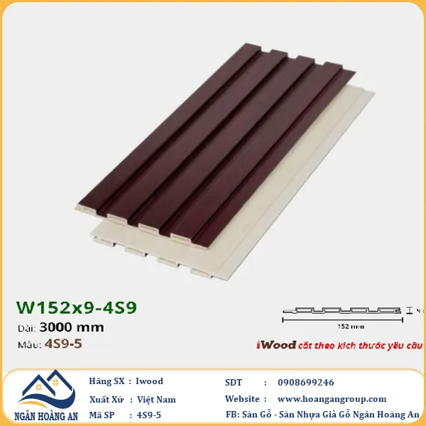 Lam 4 Sóng Nhựa Giả Gỗ Ốp Tường Ốp Trần Iwood 4S9-5