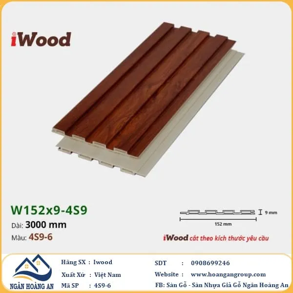 Lam 4 Sóng Nhựa Giả Gỗ Ốp Tường Ốp Trần Iwood 4S9-6
