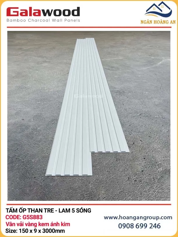 Lam Sóng Sợi Than Tre Vân Vải Vàng Kem Ánh Kim Galawood G5S883