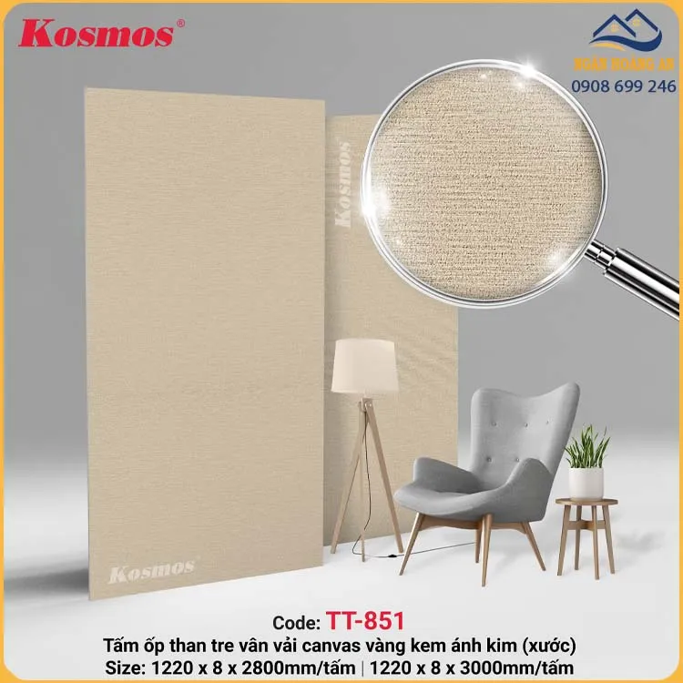 Tấm Ốp Than Tre Kosmos TT-851 Vân Vải Chống Xước