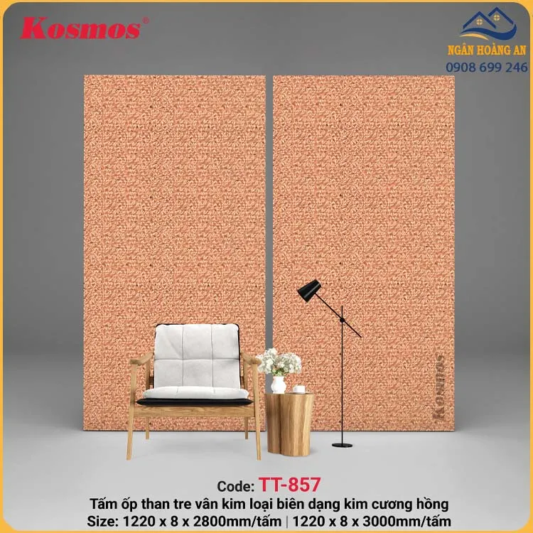 Tấm Ốp Than Tre Kosmos TT-857 Kim Loại Biến Dạng Kim Cương