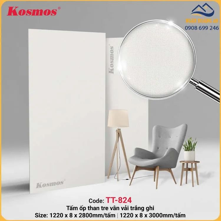 Tấm Ốp Than Tre Kosmos 8mm Vân Vải TT-824