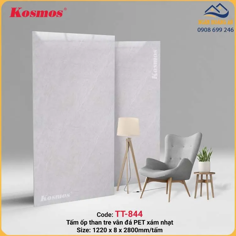 Tấm Ốp Đa Năng Than Tre Kosmos Vân Đá Xám TT-844