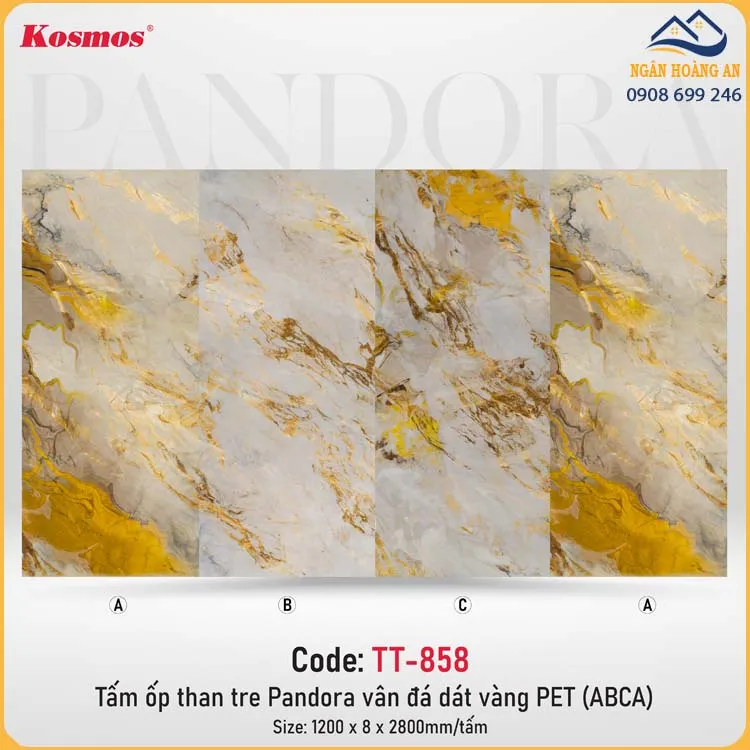 Tấm Ốp Than Tre Kosmos TT-858 Dát Vàng