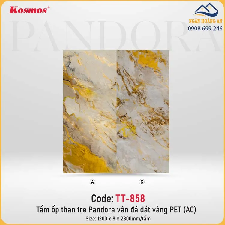 Tấm Ốp Than Tre Kosmos TT-858 Dát Vàng