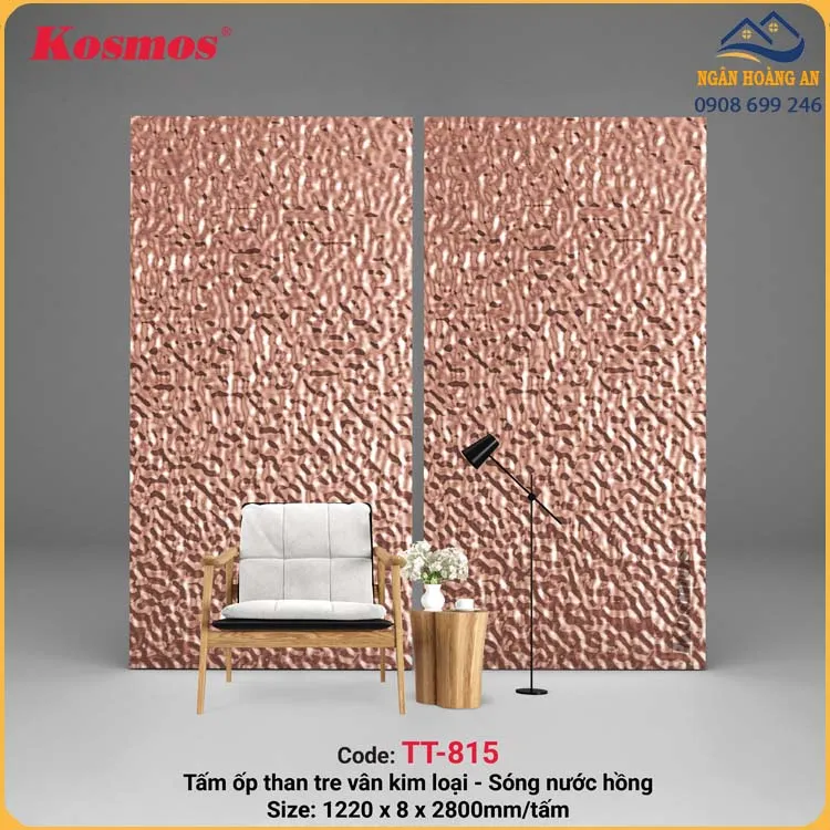 Tấm Ốp Than Tre Kosmos Sóng Nước Pet Hồng Trà TT-815