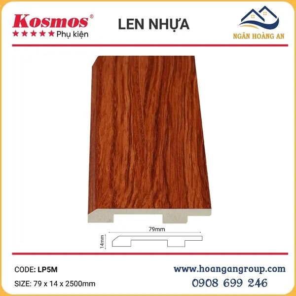 Len Chân Tường Nhựa PVC Giả Gỗ Kosmos Cao 79mm