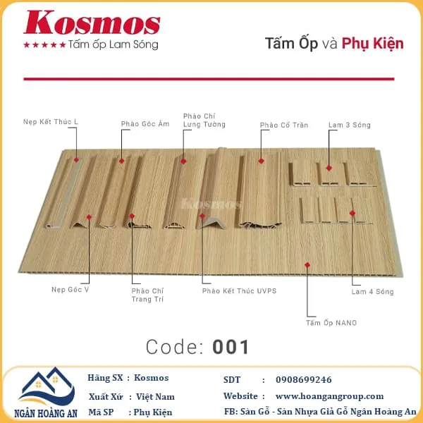 Phào Chỉ Nhựa Giả Gỗ Trang Trí Lam Sóng Nano Kosmos