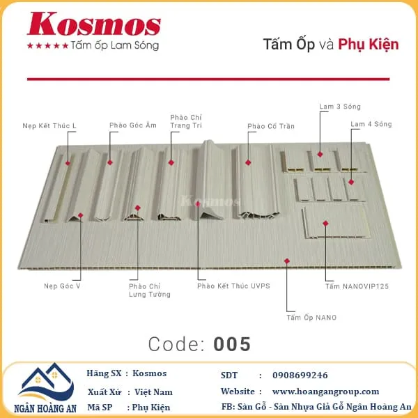Phào Chỉ Nhựa Giả Gỗ Trang Trí Lam Sóng Nano Kosmos