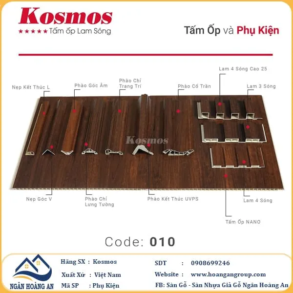 Phào Chỉ Nhựa Giả Gỗ Trang Trí Lam Sóng Nano Kosmos