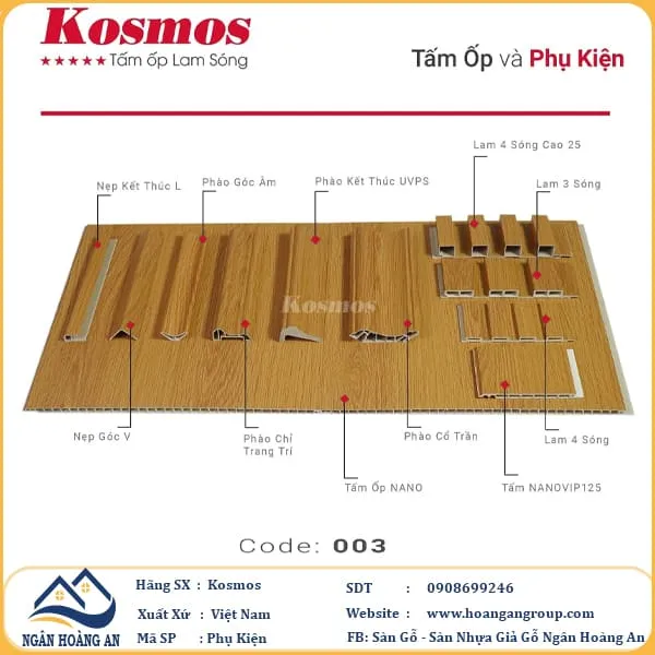 Phào Chỉ Nhựa Giả Gỗ Trang Trí Lam Sóng Nano Kosmos