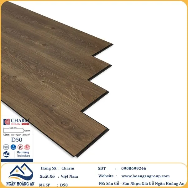 Sàn Gỗ Công Nghiệp Charm Wood D50 Dày 12mm