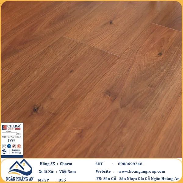 Sàn Gỗ Công Nghiệp Charm Wood D55 Dày 12mm