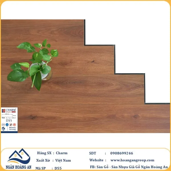 Sàn Gỗ Công Nghiệp Charm Wood D55 Dày 12mm