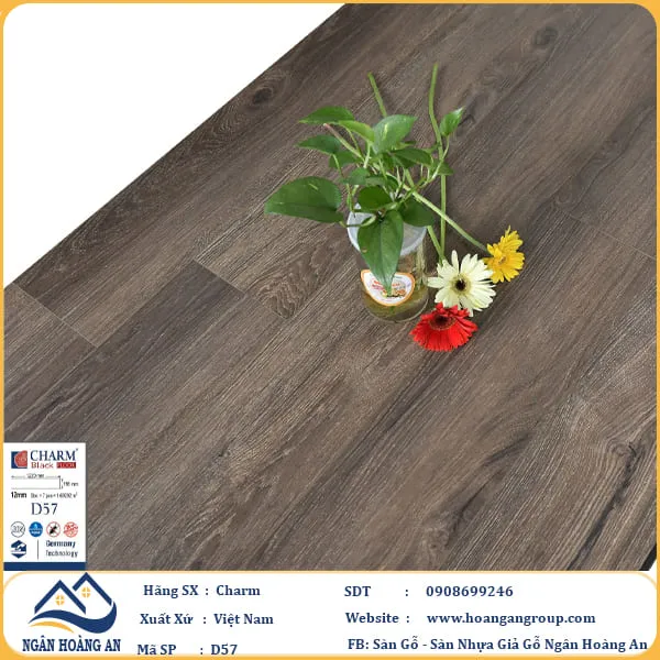 Sàn Gỗ Công Nghiệp Charm Wood D57 Dày 12mm