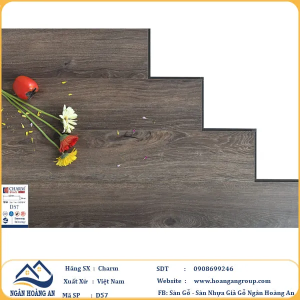 Sàn Gỗ Công Nghiệp Charm Wood D57 Dày 12mm