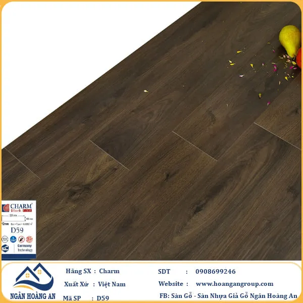 Sàn Gỗ Công Nghiệp Charm Wood D59 Dày 12mm