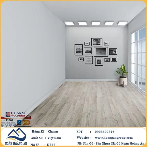 Sàn Gỗ Công Nghiệp Charm Wood E862 Dày 8mm