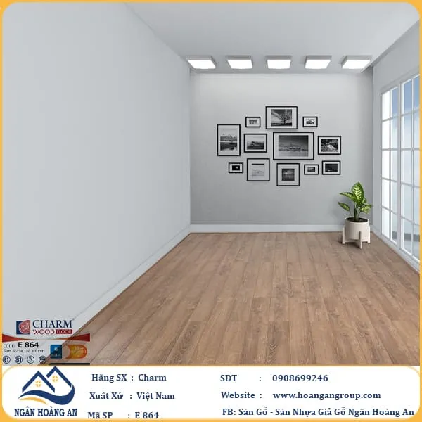 Sàn Gỗ Công Nghiệp Charm Wood E864 Dày 8mm