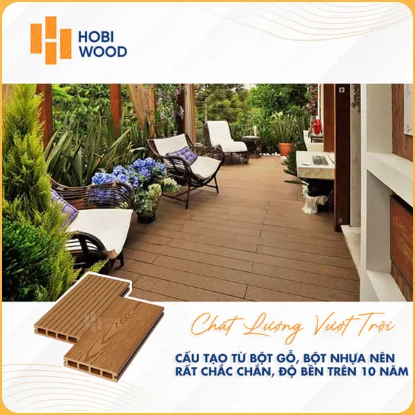  Sàn Gỗ Nhựa Ngoài Trời Hobi Wood Lỗ Vuông HB 140 V25-VG Vibrant Yellow