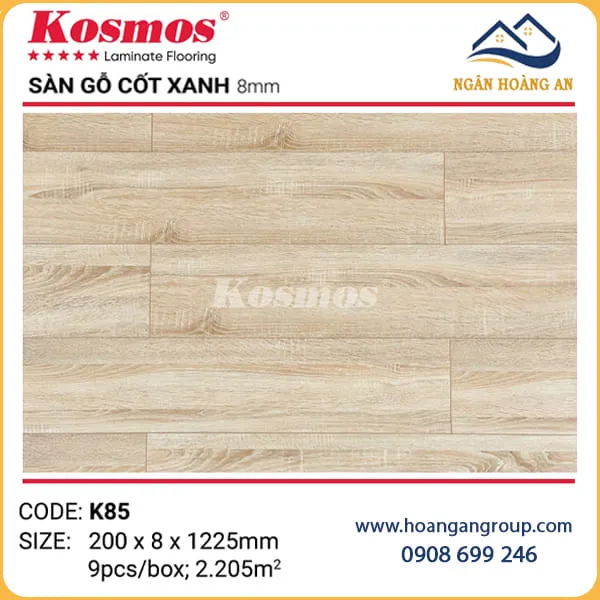 Sàn Gỗ Cốt Xanh Kháng Ẩm Kosmos K85 Dày 8mm