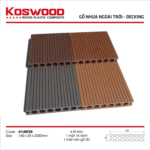 Sàn Gỗ Nhựa Ngoài Trời Kosmos K140T25