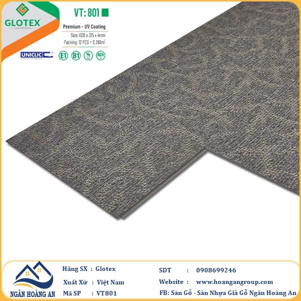 Sàn Nhựa Hèm Khóa Giả Vân Thảm Glotex VT801