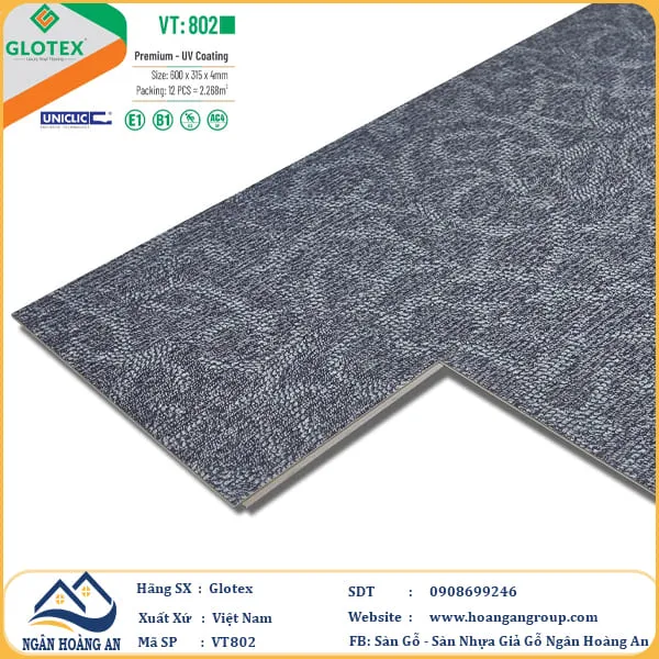 Sàn Nhựa Hèm Khóa Giả Vân Thảm Glotex VT802