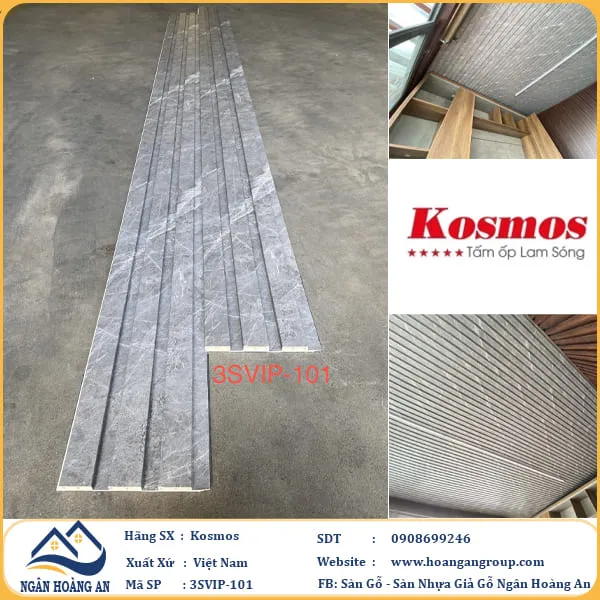  Lam 3 Sóng Nhựa Giả Bê Tông Ốp Trần Kosmos 3SVIP-101 