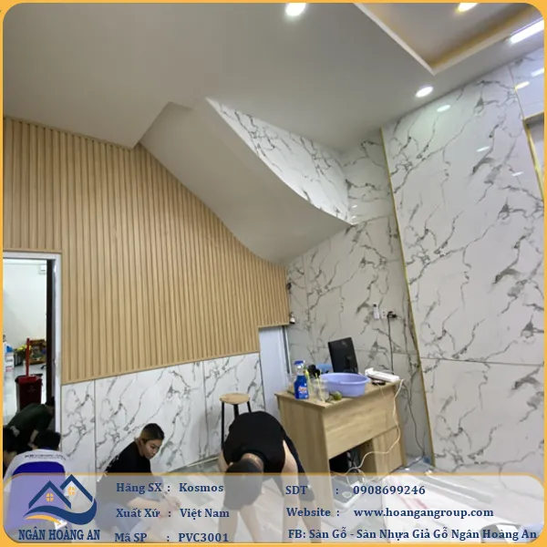 Ốp Tường PVC Giả Đá Kosmos PVC3001 Dày 3,2mm