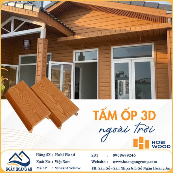 Tấm Ốp Gỗ Nhựa Ngoài Trời Hobi Wood OP2D 156W29 Vibrant Yellow