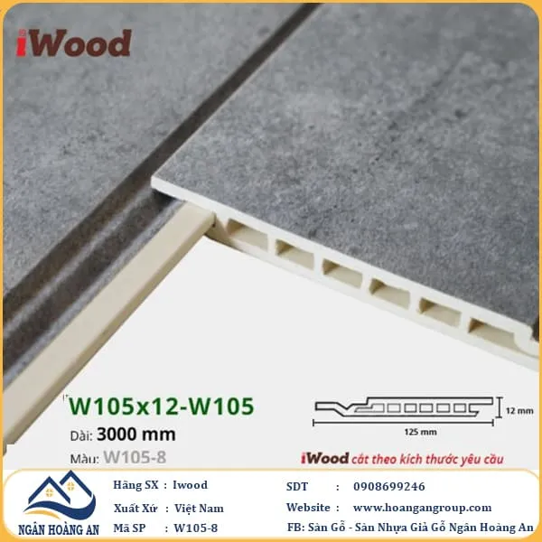 Tấm Ốp Tường Ốp Trần Nano Giả Bê Tông Hèm U Iwood W105-8