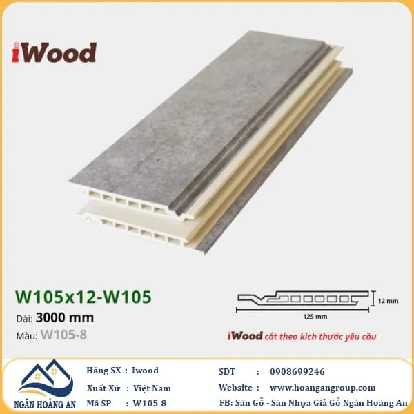 Tấm Ốp Tường Ốp Trần Nano Giả Bê Tông Hèm U Iwood W105-8