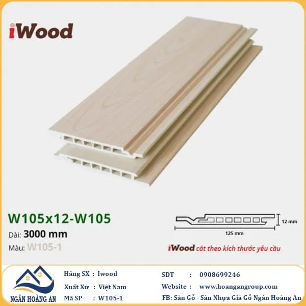 Tấm Ốp Tường Ốp Trần Nano Giả Gỗ Hèm U Iwood W105-1