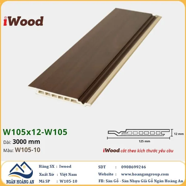Tấm Ốp Tường Ốp Trần Nano Giả Gỗ Hèm U Iwood W105