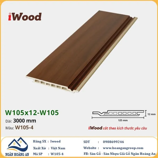 Tấm Ốp Tường Ốp Trần Nano Giả Gỗ Hèm U Iwood W105