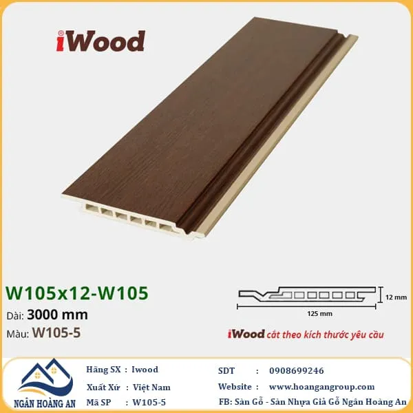 Tấm Ốp Tường Ốp Trần Nano Giả Gỗ Hèm U Iwood W105