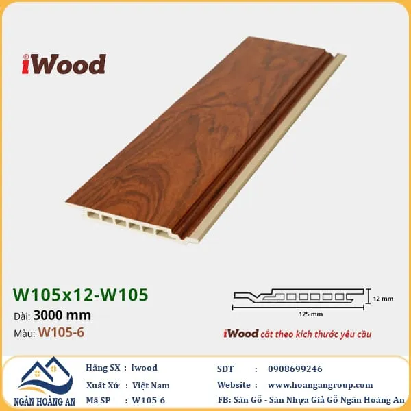 Tấm Ốp Tường Ốp Trần Nano Giả Gỗ Hèm U Iwood W105