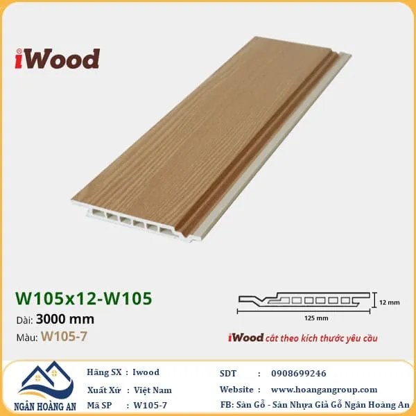 Tấm Ốp Tường Ốp Trần Nano Giả Gỗ Hèm U Iwood W105